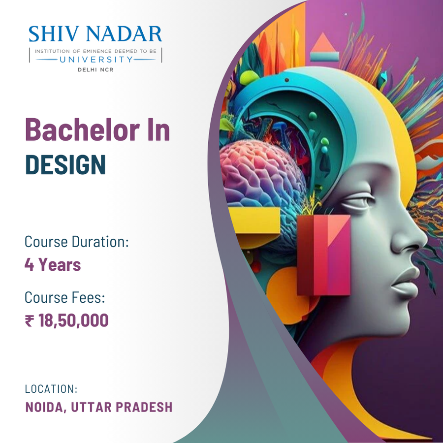 Bachelor in Design at SHIV NADAR INSTITUTION  OF EMINENCE  UNIVERSITY, Noida